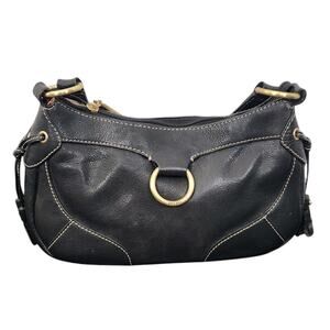 THE SAK BROWN LEATHER PURSE TASSELS SMALL SHOULDER BAG GOLD Y2k 90s 2000s HOBO